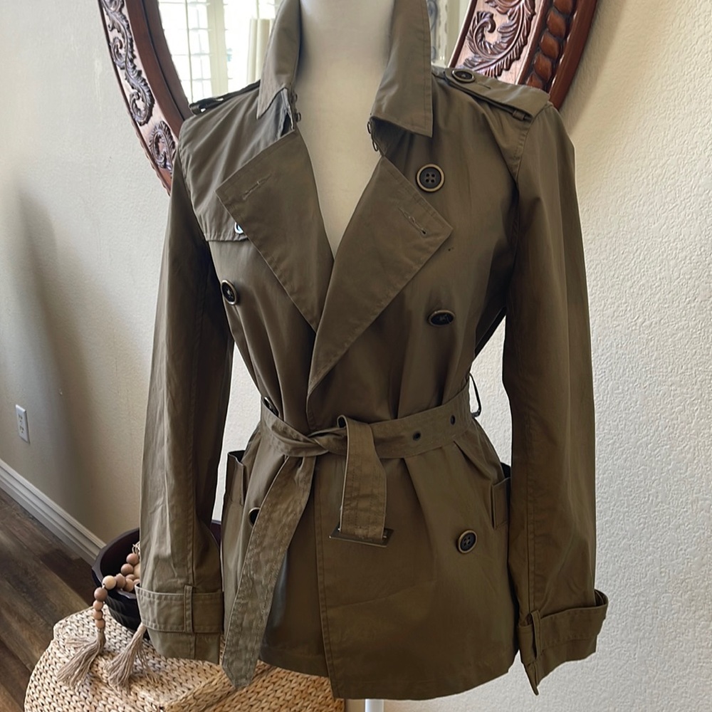 Olive green Old Navy trench